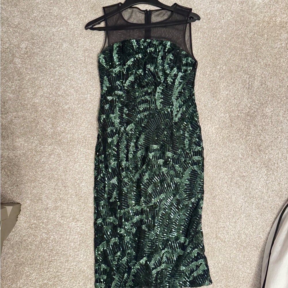 Calvin Klein Green Sequin Midi Dress